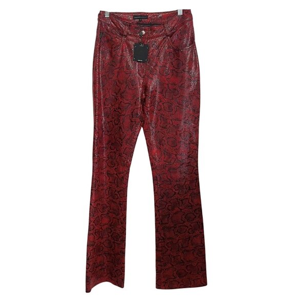 RUDSAK NEW with tag leather Red Snake Print Boot Cut Pants - Picture 2 of 10